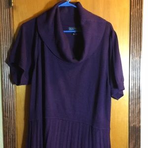 Purple shirt sleeve sweater dress